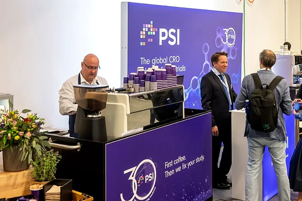 Branded barista station in the exhibition area