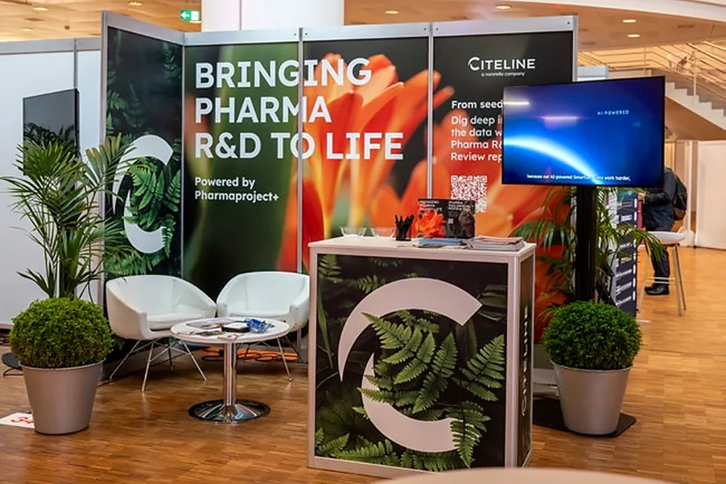Branded exhibition booth at the Swiss Biotech Day