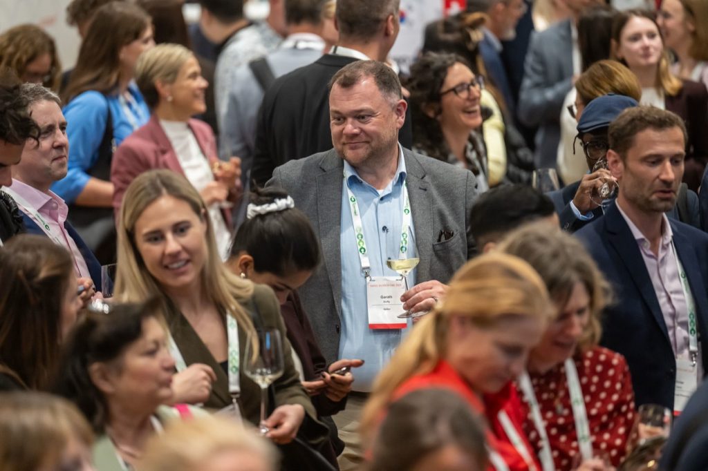 Delegations gathering in the Global Village at the Swiss Biotech Day 2026